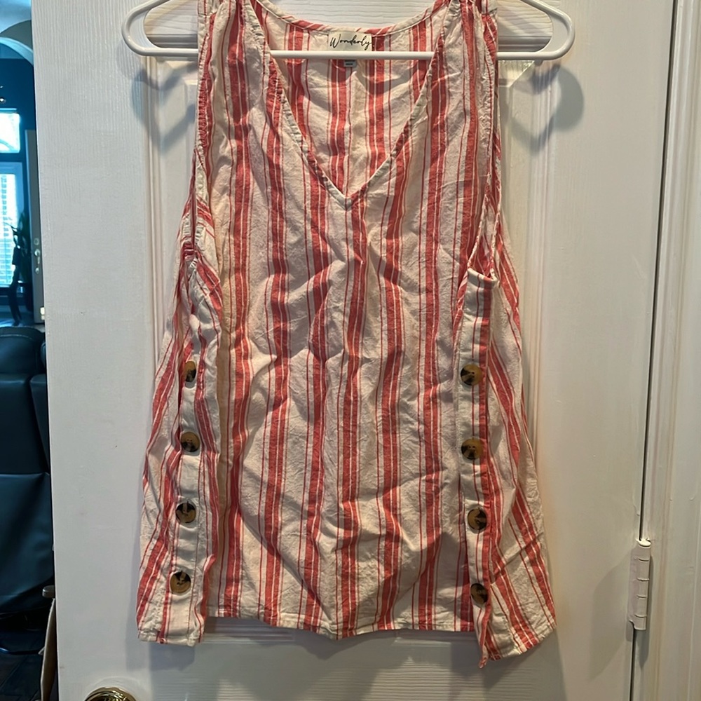 Women linen striped tank top